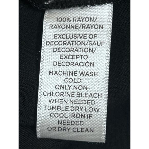 Loft Floral Embroidered Bell Sleeve Top M Rayon Blk Boho Indie Festival Peasant - Picture 6 of 8